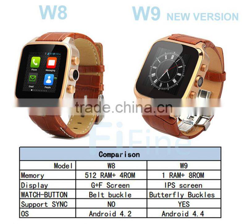 2015 Brand new fashion W9 Bluetooth smart phone wrist watch for Samsung