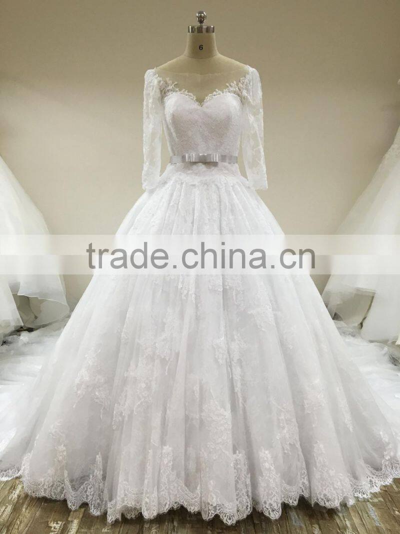 (MY20160406A) MARRY YOU Long Sleeve Cathedral Train Wedding Dress 2016
