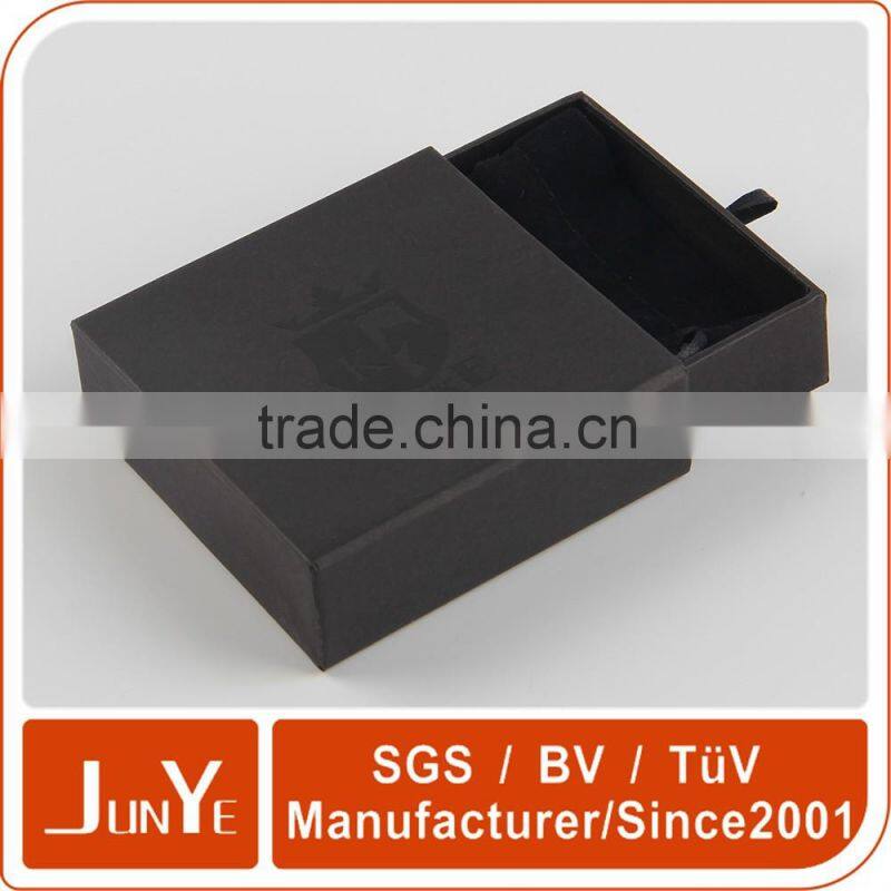 Junye black UV cardboard bracelet gift drawer packaging box with bag