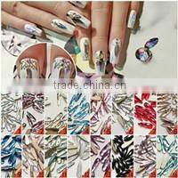 2016 Factory Price Beautiful Shiny Mixed Design Nail Art Decoration Acrylic Nail Tips Metal Slice Sticker