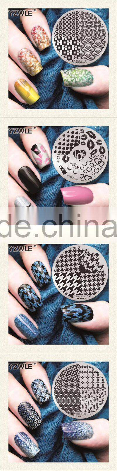 2016 Factory outlets Nail Art Stamping Plates DIY NEW Stainless Steel Handle Flower Stencils Templates for Nails Polish