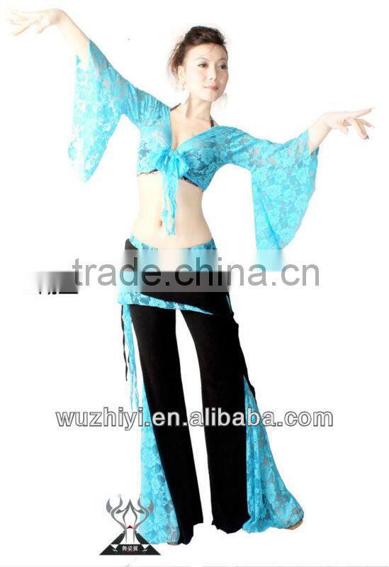 Qiancai Wuchieal long yoga practice pants,belly dancing trousers,sexy yoga belly dance pants (QC1001-5)