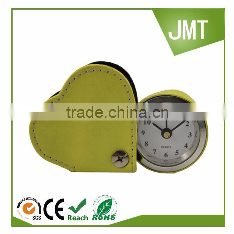 2016 new item Heart shape pretty pu leather alarm clock