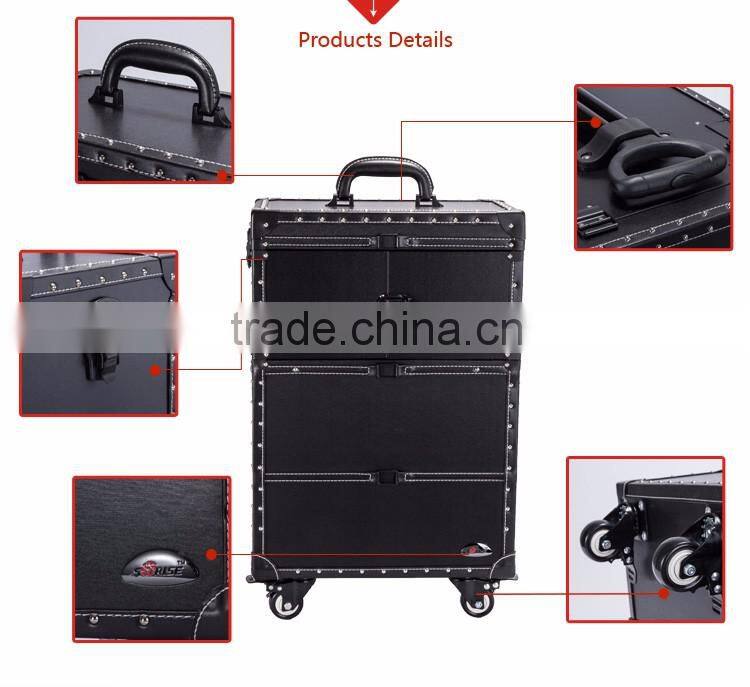 High quality Factory Supplier Rolling Station with Mirror trolley Makeup Case