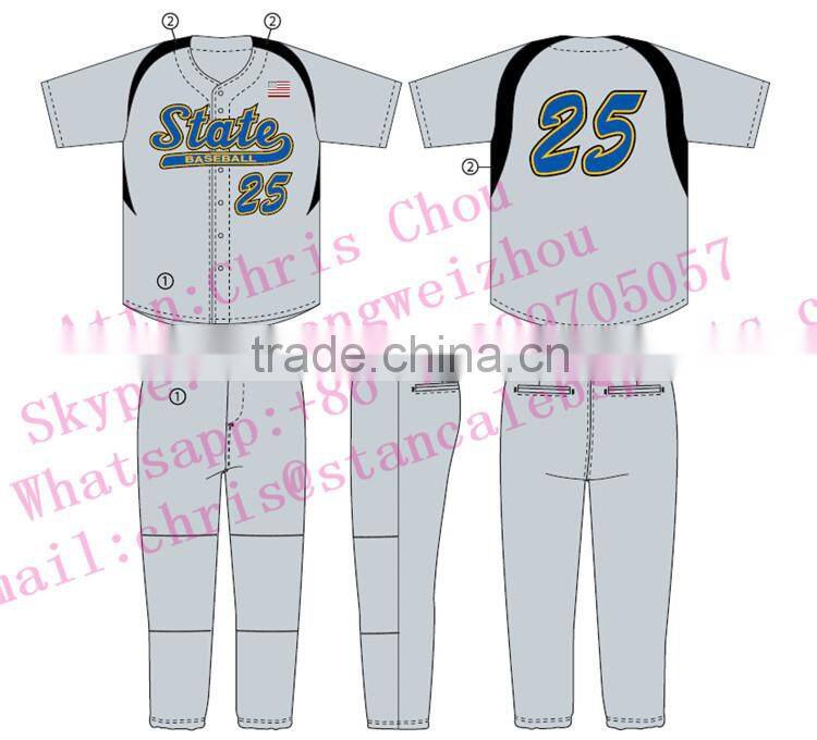 China custom sublimation team baseball & softball jerseys tackle twill pants manufacturer