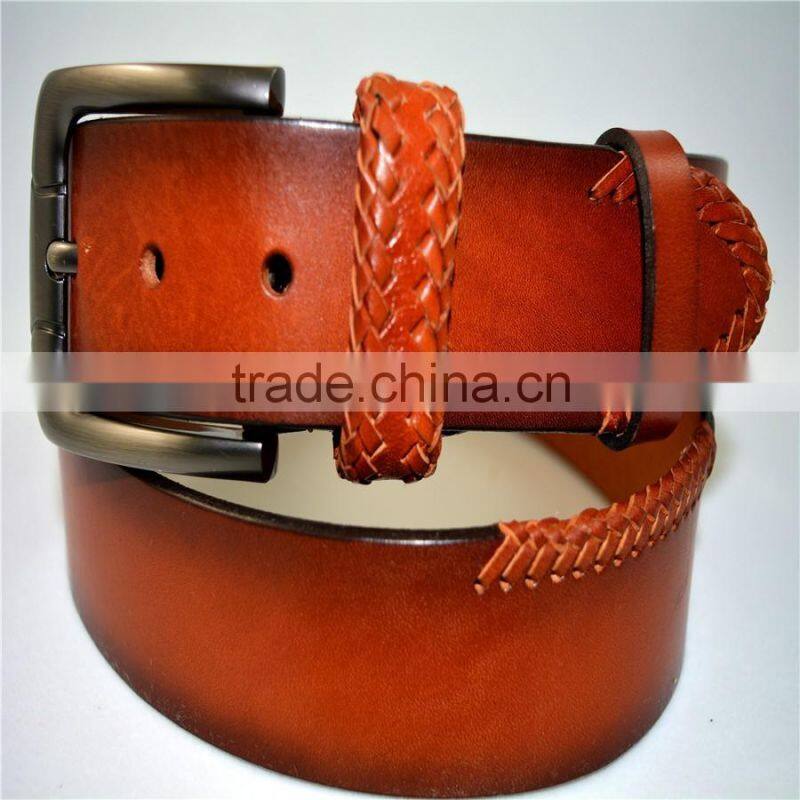unsex high quality 100% genuine cowhide leather with braid loop belts