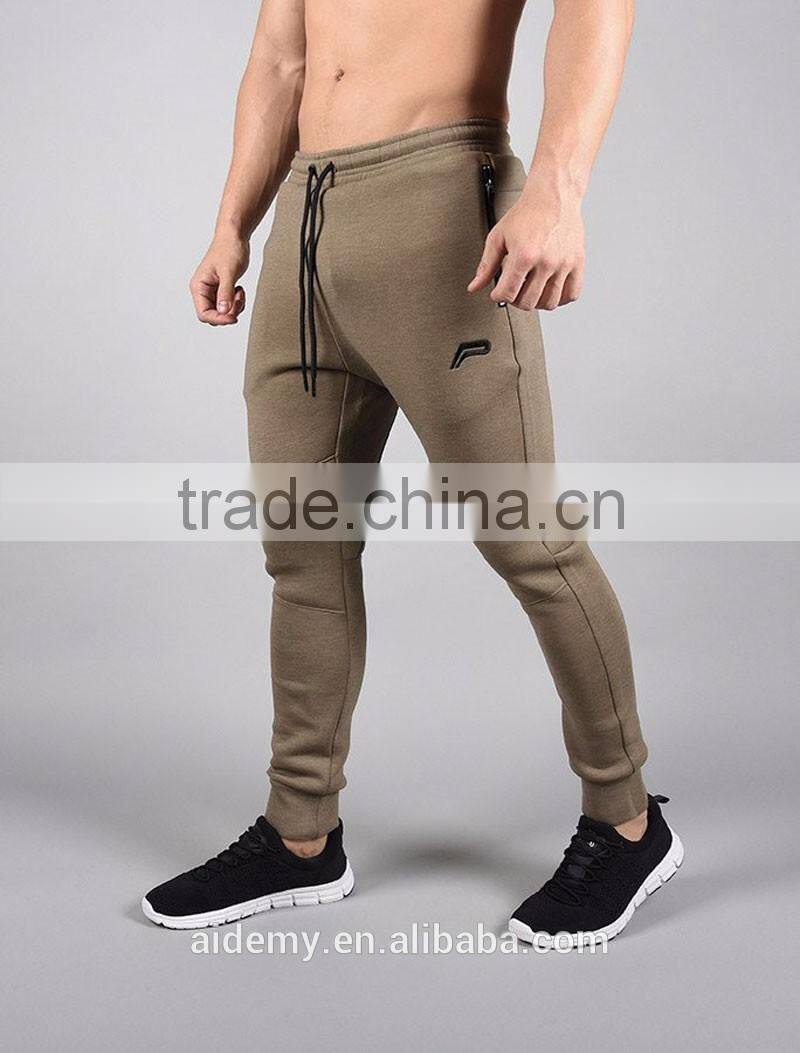 Fashion zipper pocket gym fitness joggers mens fleece jogger pants