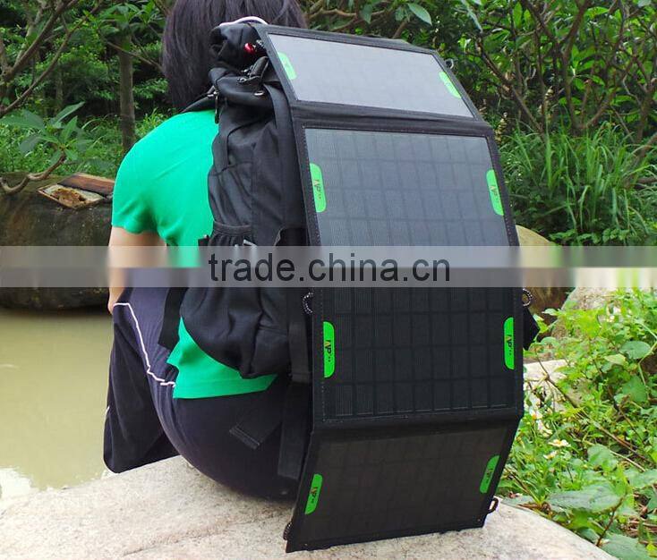 36W Foldable Solar Chargers for Laptop and Mobile phones with Dual Output Controller