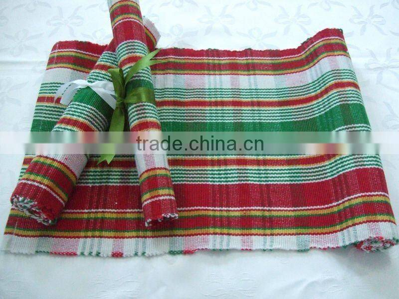 Check and stripe place mat and table runner