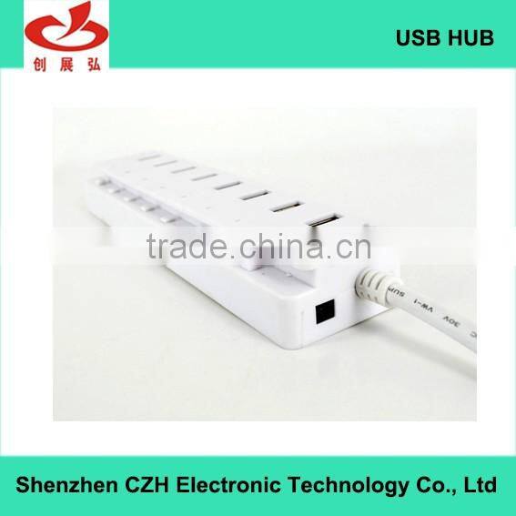 Hot selling powered usb por hub, 5 Gbps driver download high speed 7 port usb hub 3.0 with 1 quick charging port