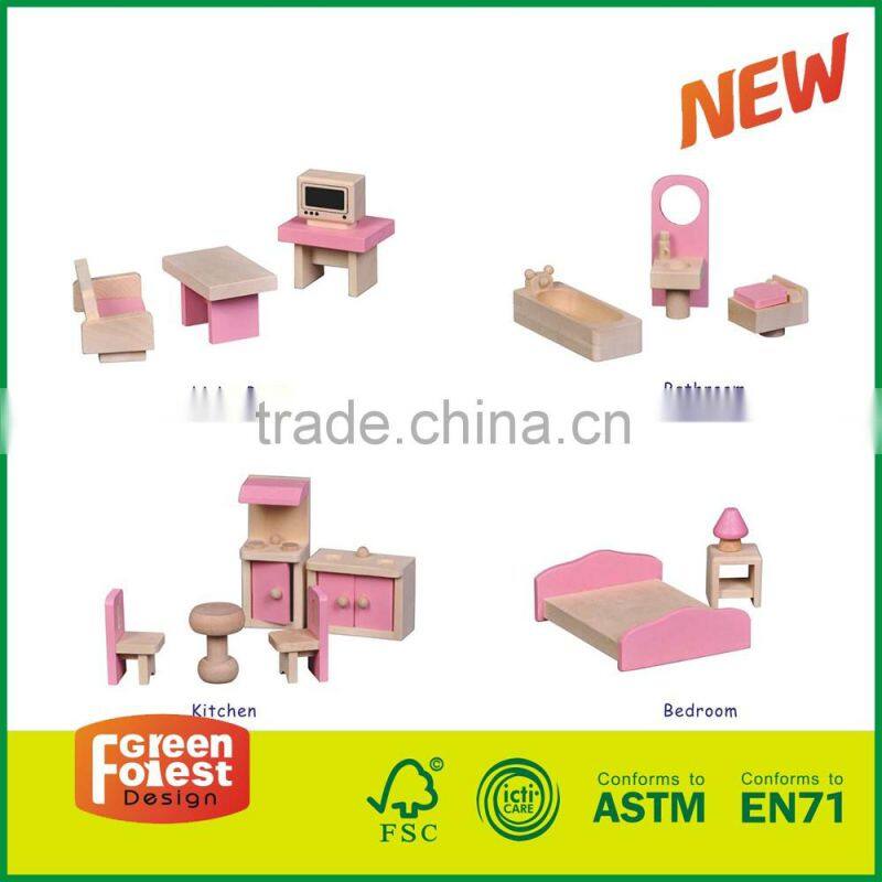 Mini Wooden Dollhouse Furniture Set, Kitchen dollhouse furniture 1:12