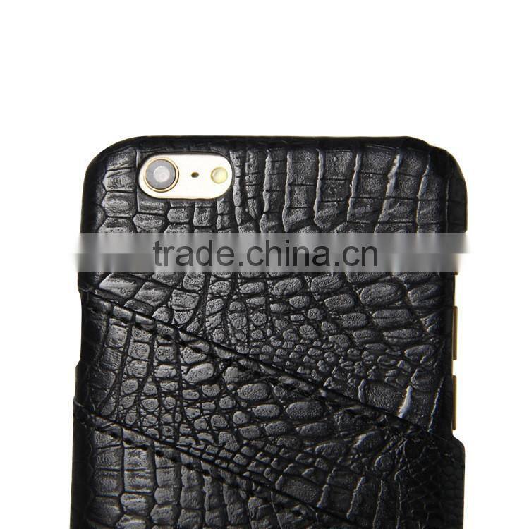 Fashion PU CROCO Mobile Phone Case Cover for iPhone 6 Brown Leather Casing With Two Card Slots