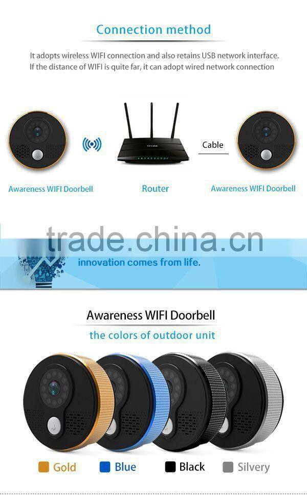 Intelligent Awareness Wifi doorbell with infrared night vision PIR motion sensor