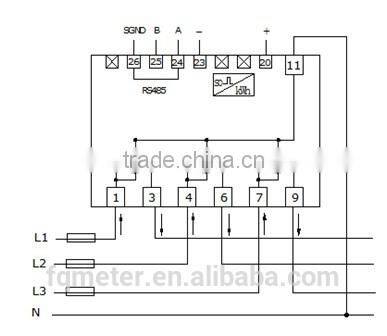 EM535 3 phase 5 modular energy meter din rail watt hour meter