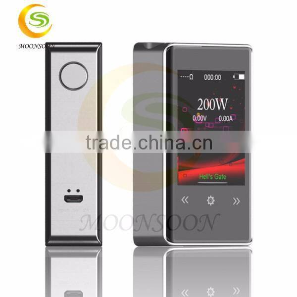 2016 the newets hells gate touch screen2*18650 external batteries 200w tc box mod vs halls gate 75w screen box mod