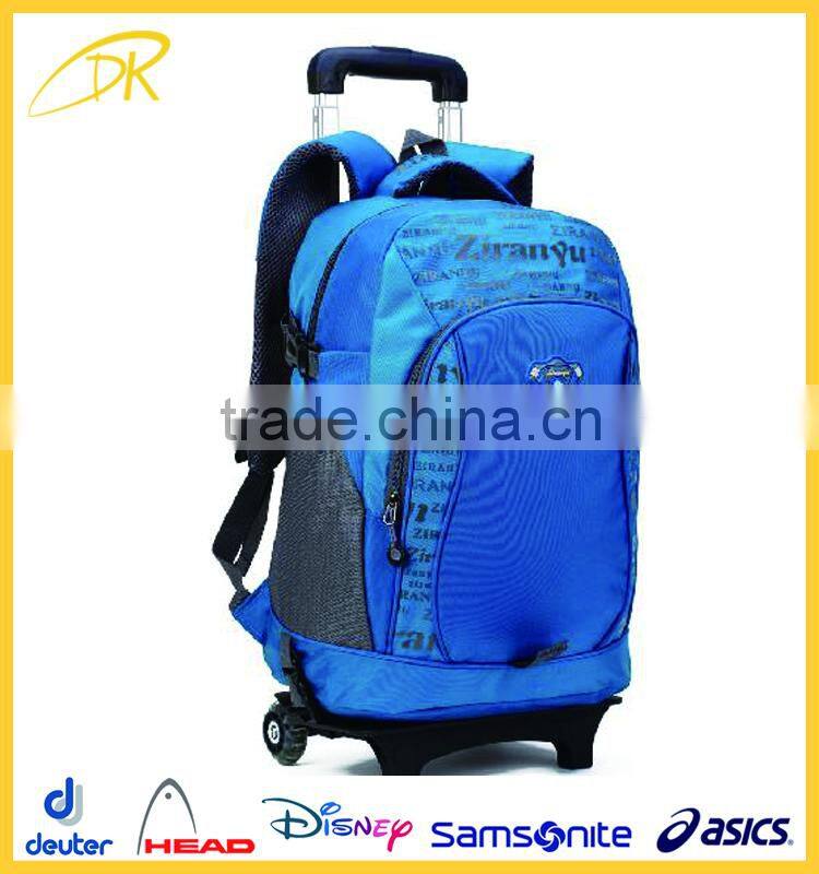 2015 NEW strong teenage wheeled school backpack, wholesale school backpack on wheel