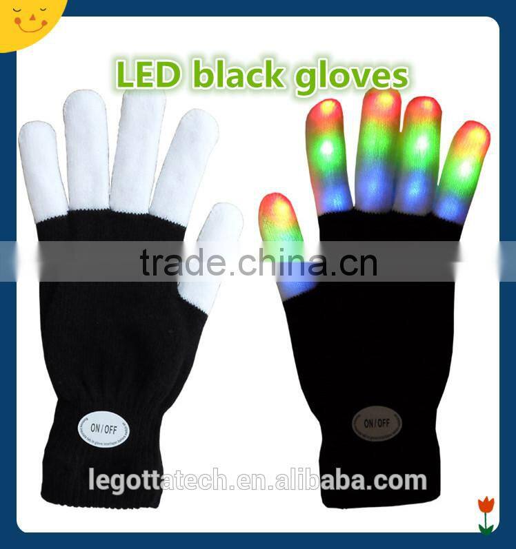 Hot sales amazine velvet flashing gloves raver dancing party 7 colors RGB light gloves