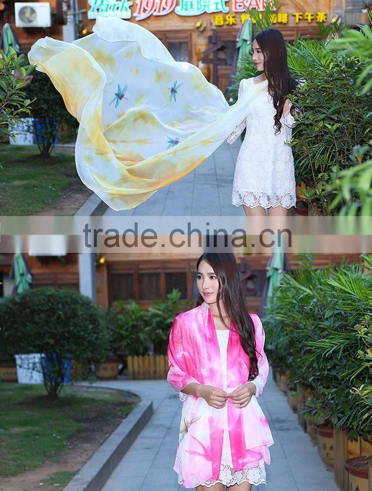 Pink Rose Silk Twill Scarves Print Women Scarf Handmade Wrap Shawl Chiffon Large Cheap Price