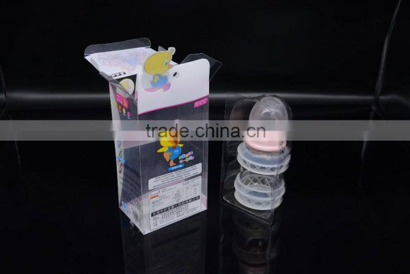 customized printed plastic folding storage packaging box with insert and clear window for sweet bottle