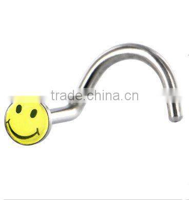 Stainless steel smile logo nose rings body piercing jewelry