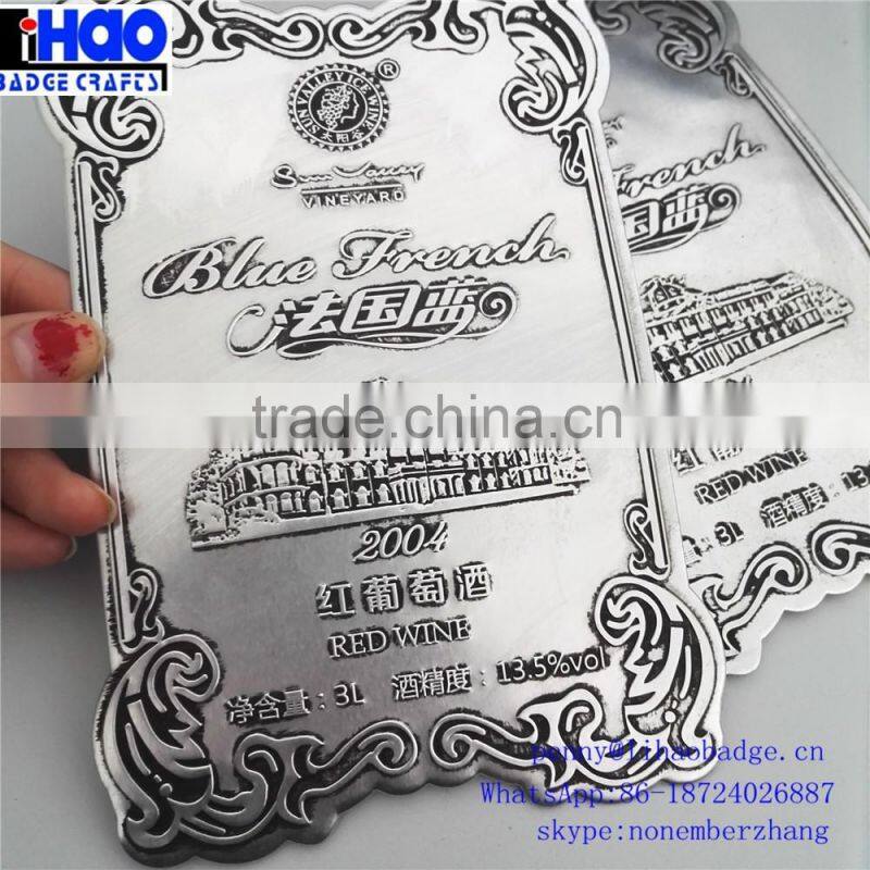 cheap bulk custom etched logo metal label for furniture