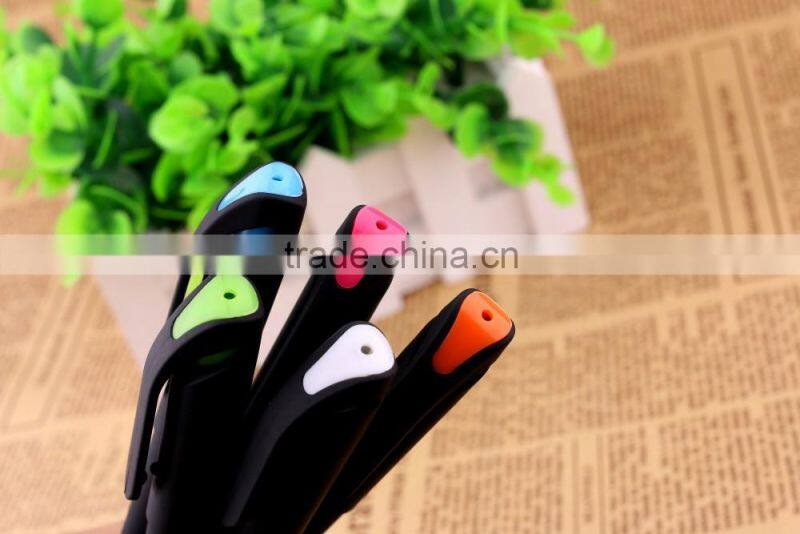 Factory price solid color promotional plastic logo gel ink pen with cap