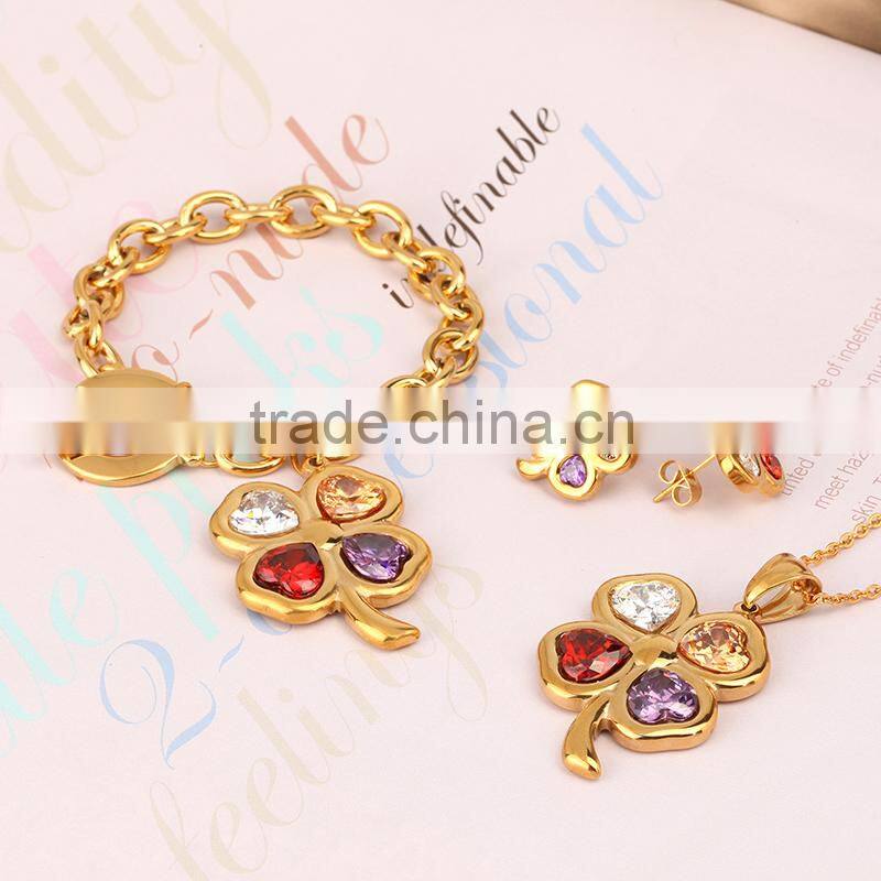 4 color clover zircon pendant fashion jewlery
