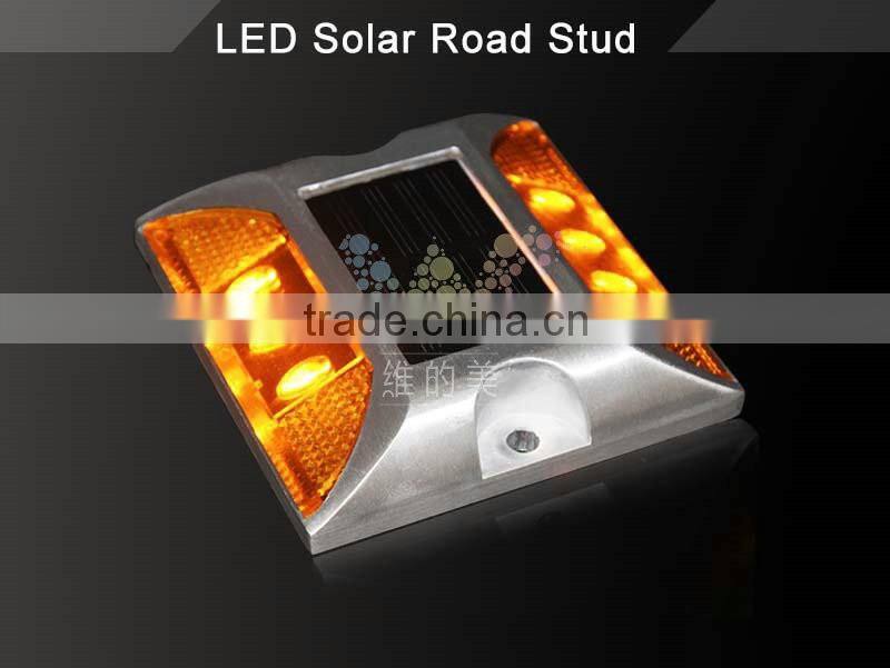 Yellow LED flashing light cat eye reflective aluminum solar road marker