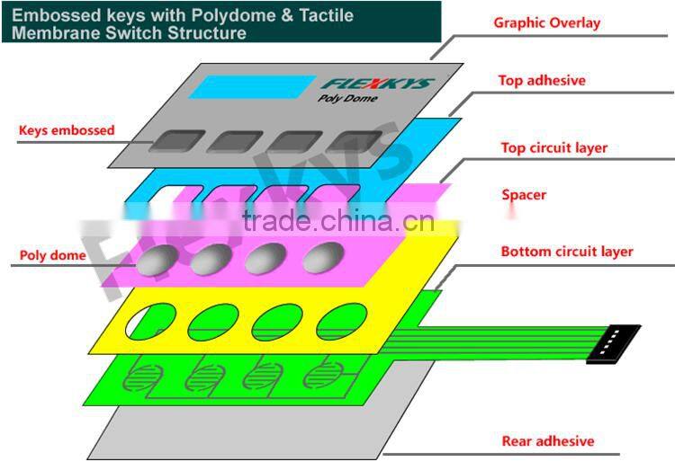 Poly Dome Membrane Switch with PET Transparent Display Window for Voltage Monitor