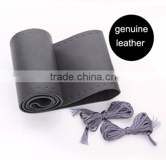 Car Truck Leather Steering Wheel Cover With Needles and Black Thread DIY