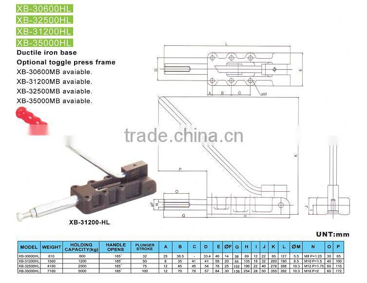 Standard heavy duty usage nickel plating material 31200 toggle clamp