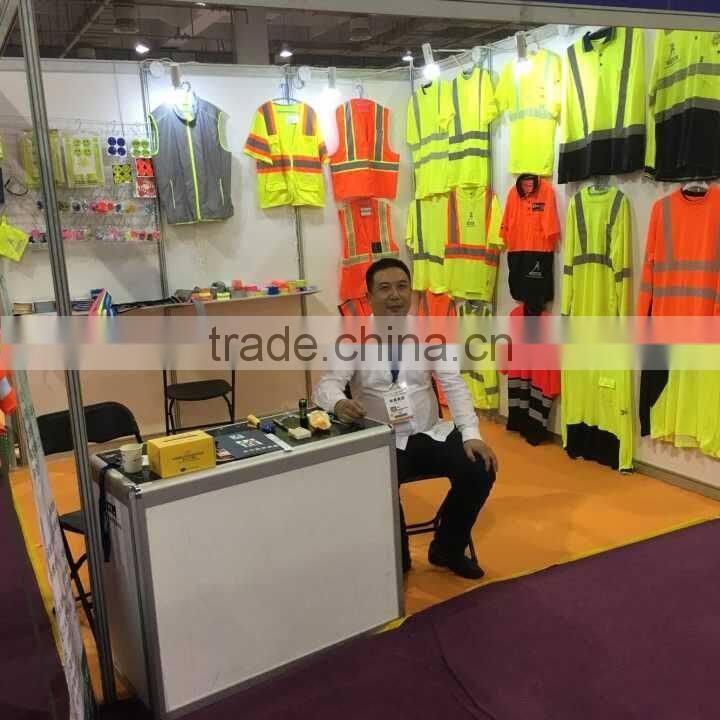 High quality visibility fluorescent polyester workwear reflective safety vest with many pockets