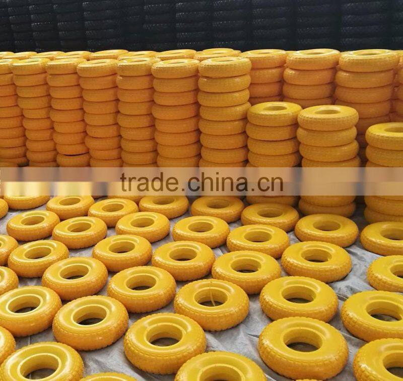 top quality competitive price yellow color flat free 13x4 pu foam tyre 4.00-6