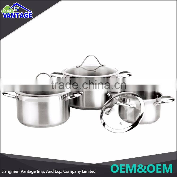 6 pcs cookware sets glass lid soup pot stainless steel kitchen pot