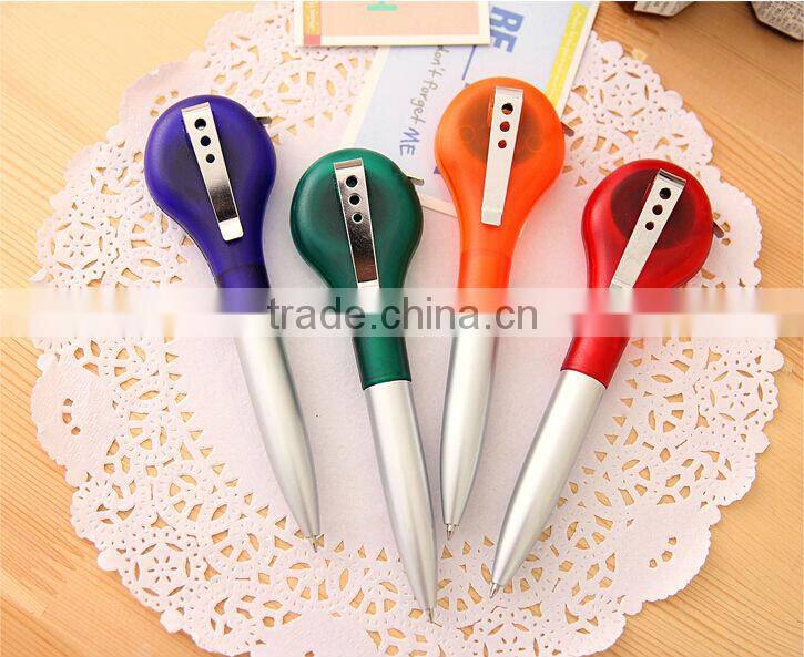 Multi-functional tapeline ball pen with metal clip
