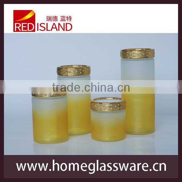 wholesale 4 pcs Glass candy jars with plastic lid and hand painted