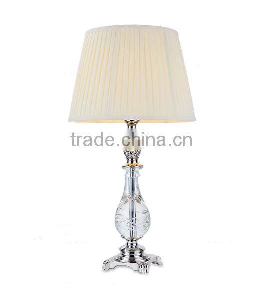 Pineapple design clear K9 crystal table lamp with fabric lampshade