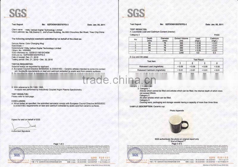 11 Oz Wholesale Ceramic Coffee Sublimation Custom Photo Thermal Color Changing Mugs