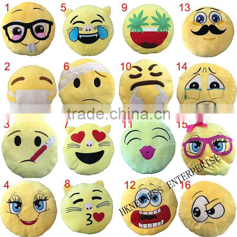 Cheap Wholesale Custom sew plush whatsapp embroidered emoji pillow
