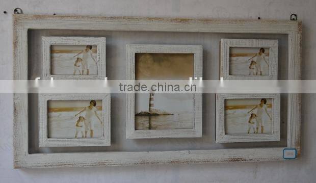 2016 new style antique wooden linen picture frame with wood clips