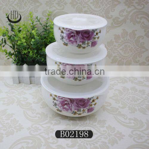 ceramic microwave oven bowl set,3pcs ceramic fresh bowl,3pcs preservation bowl,japanese noodle bowls with lids