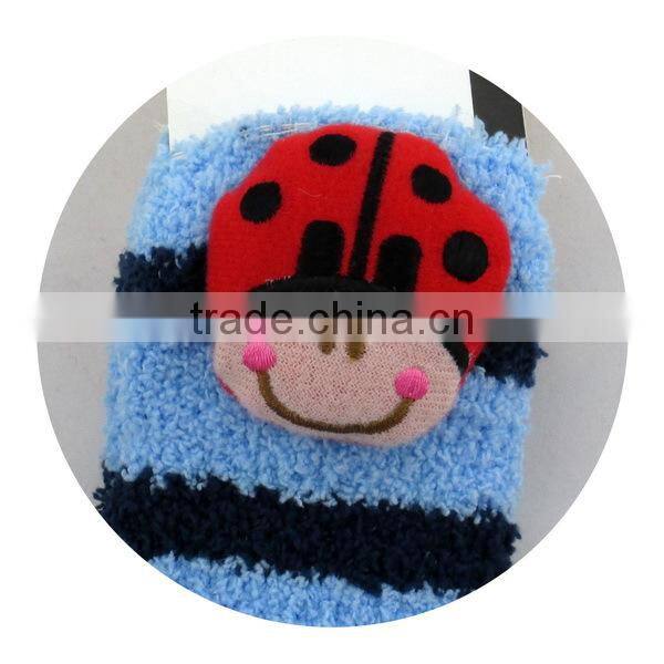 Non-slip design soft animal floor socks with cute 3D animial