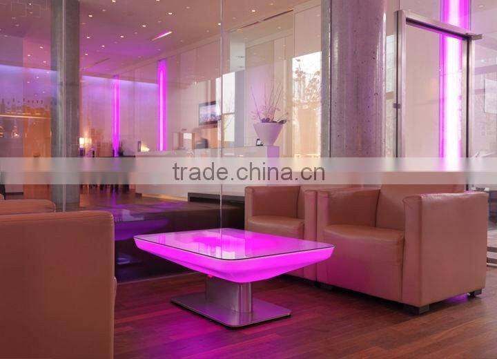 White plastic RGB luminous night club led light dining table with glass top