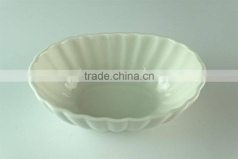 Stocked white ceramic dessert serving bowl
