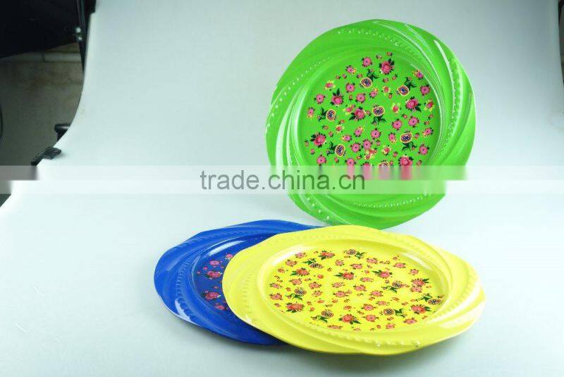 New stainless steel decal and spray paint plate cast Iron food storage dish enamel round dish