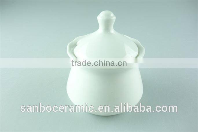 Ceramic white sugar jar pot, creamer and sugar honey bowl 2 PCS set, small and big size