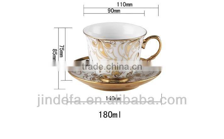 plated porcelain tea cup and saucer