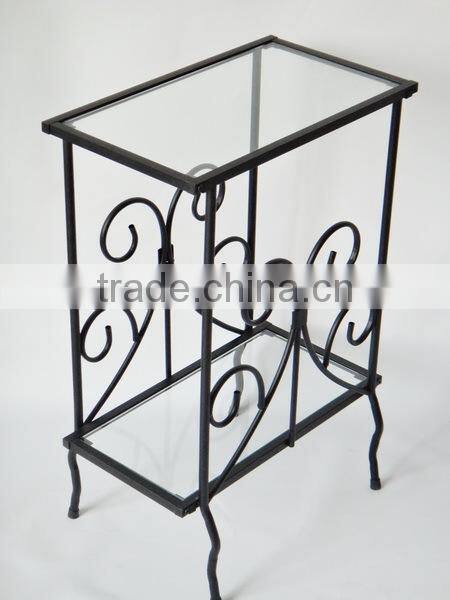 Decorative Living room Scrolled metal and coffee Glass Table