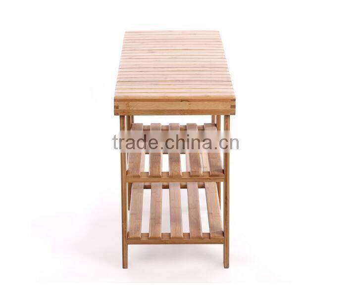 2 Tier Natural Bamboo Shoe Rack for home decoration