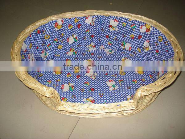 oval Willow Wicker Dog Bed with Pillow